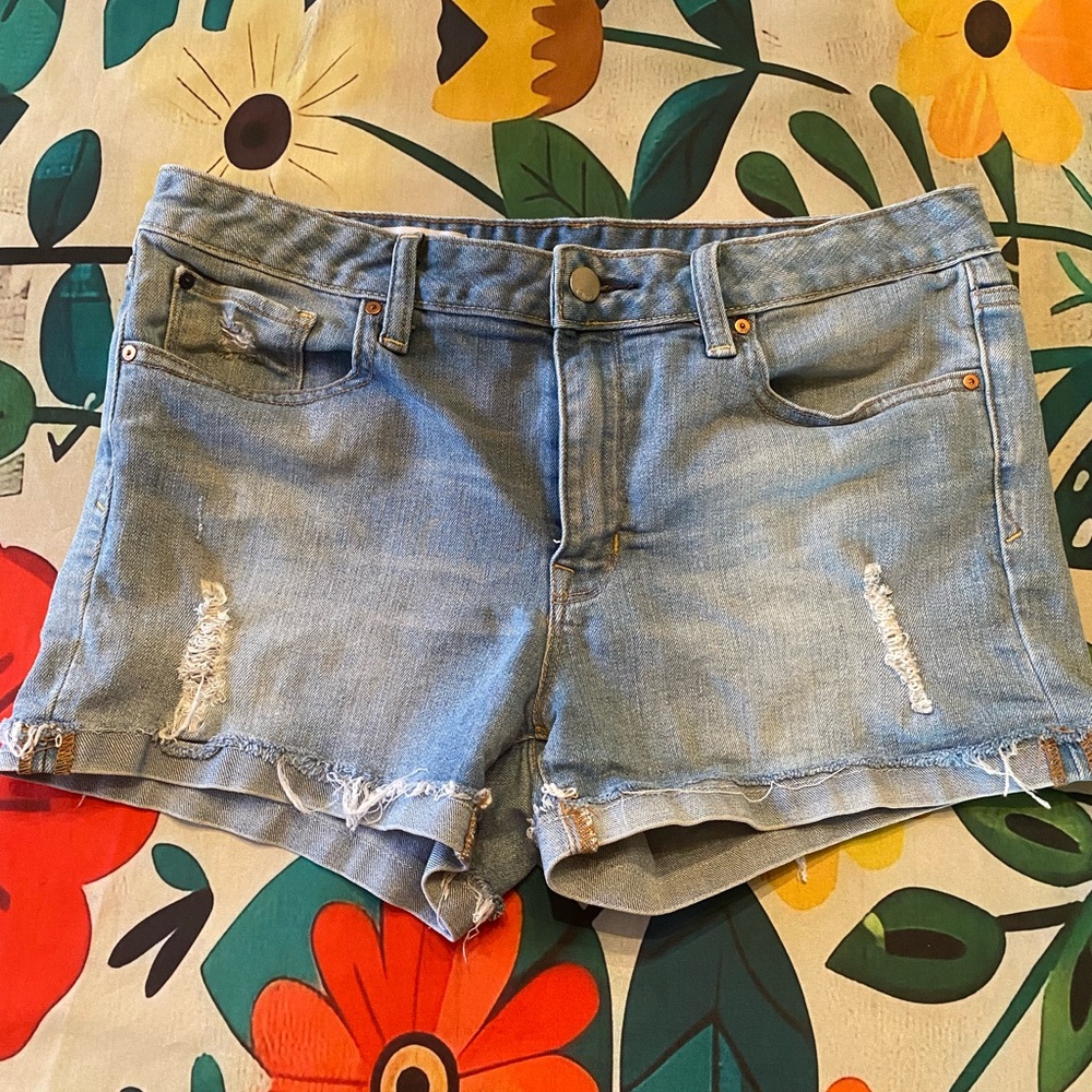 GAP Light Blue Distressed Jean Shorts